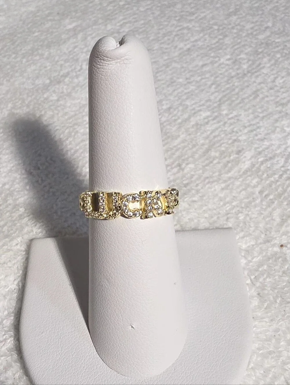 Gold Crystal Link Band Ring - Women's Fashion Jewelry
